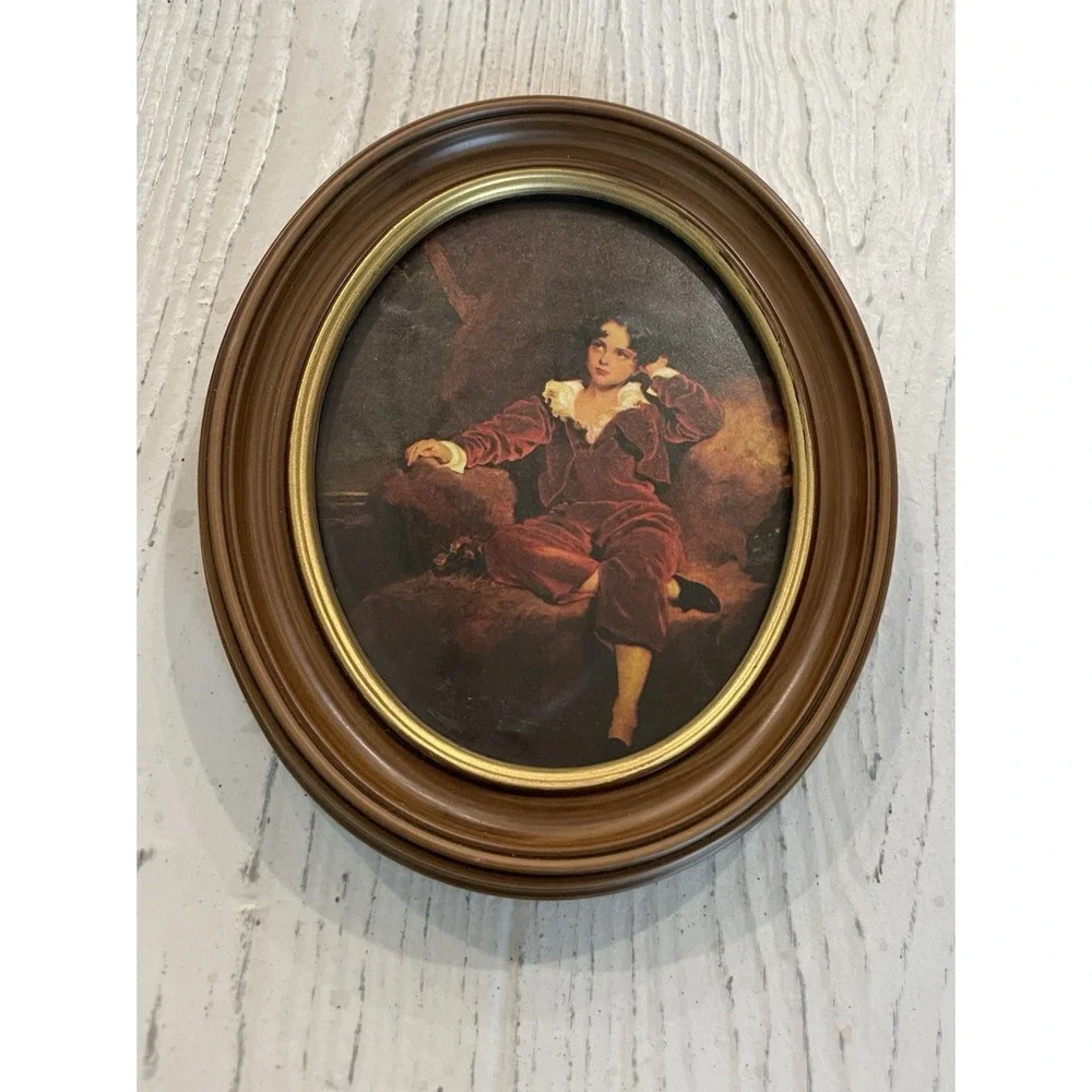 Vintage NWOT Oval Framed Red Boy Master Lambton by Thomas Lawrence 5‎ x 6.5
